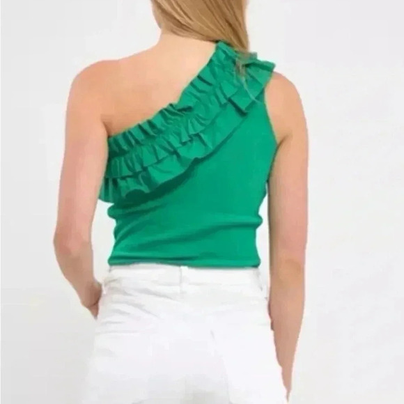 Endless Rose New with Tags Green Ruffled Asymmetrical Body Suit - Picture 2 of 9